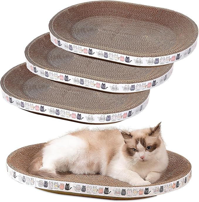 Cat Scratch Pad, 4 Pack Cardboard Cat Scratcher Pad Board Bed Bowl Cat Scratch Bed, Cat Scratcher Bed for Cats Grinding Claw Furniture Protector Indoor