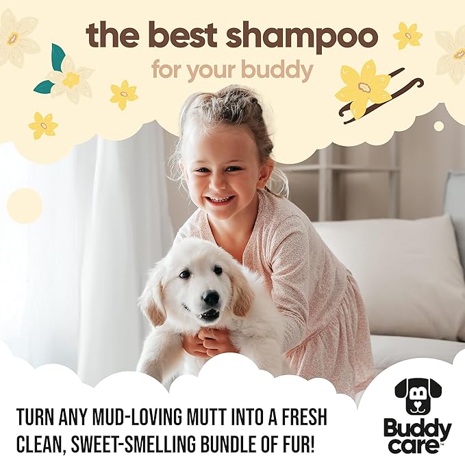 Vanilla & Shea Butter Dog Shampoo by Buddycare | Moisturising Shampoo for Dogs | Vanilla & Shea Butter Scented | with Aloe Vera and Pro Vitamin B5 (169.07oz)