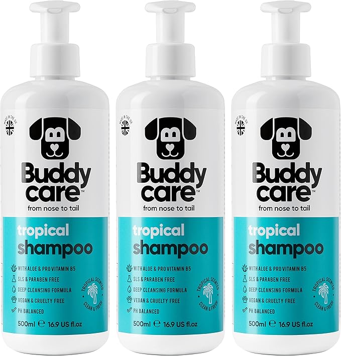 Tropical Dog Shampoo by Buddycare | Deep Cleansing Shampoo for Dogs | Tropical Scented | with Aloe Vera and Pro Vitamin B5 (50.72oz)