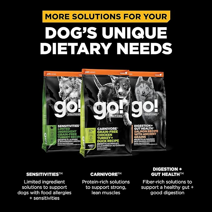 Go! Solutions Skin + Coat Care, Dry Dog Food, Large Breed Puppy Salmon Recipe with Grains, 25 lb Bag