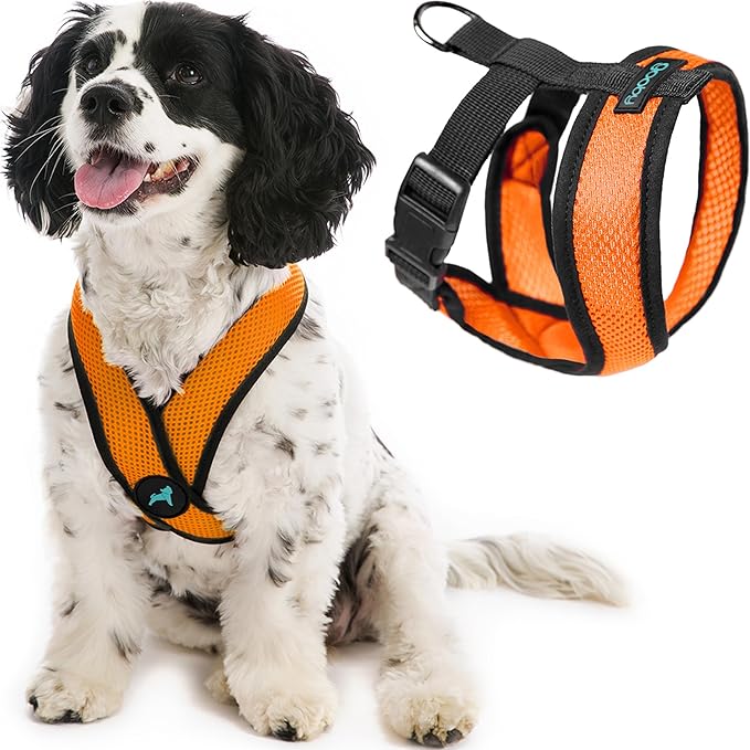 Gooby Comfort X Head in Harness - Orange, Large - No Pull Small Dog Harness, Patented Choke-Free X Frame - On The Go Dog Harness for Medium Dogs No Pull or Small Dogs for Indoor and Outdoor Use