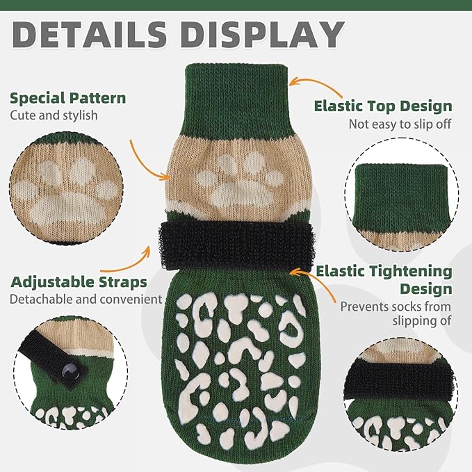 KOOLTAIL Dog Socks for Hot/Cold Pavement to Prevent Licking Paws Scratching,Anti Slip Pet Boots&Paw Protector for Hardwood Floors,Traction Control Grip Booties for Small Medium Large Senior Dogs S