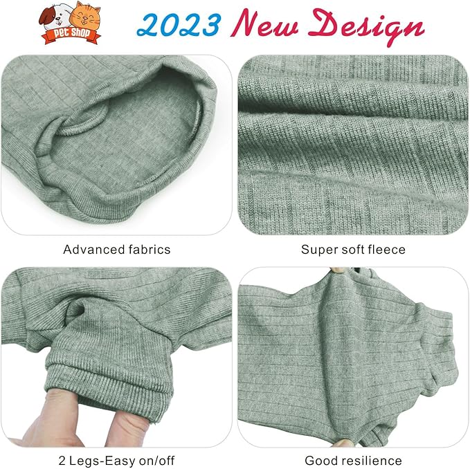 Idepet Sphynx Hairless Cats Sweater Shirt Kitten Soft Puppy Clothes Pullover Cute Cat Pajamas Jumpsuit Cotton Apparel Pet Winter Turtleneck for Cats and Teacup Chihuahua Small Dogs(Green,XS)