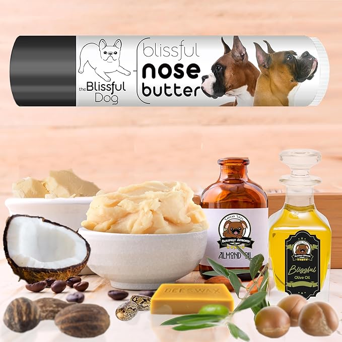 The Blissful Dog Show Boxer Nose Butter for Dry, Cracked Skin, Lick-Safe Dog Nose Balm with Moisturizing Shea Butter, Almond, Olive, and Essential Oils, Pet Supplies, Uncented, 0.15 oz.