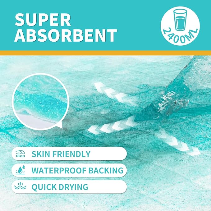 Disposable Bed Pads 40"X36" Extra Large Chucks Pads for Adults 130G Heavy Duty Pads Super Absorbent Underpads Waterproof Pee Pads for Incontinence, Mattress or Large Pets [100x91CM, 20pcs]