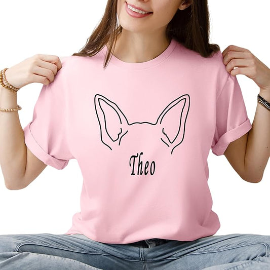 Custom Dog Mom Shirt for Women Pet Ears Sweatshirt with Name Unique Puppy Line Art Cute Dad Hoodie for DogDad Owner Lover