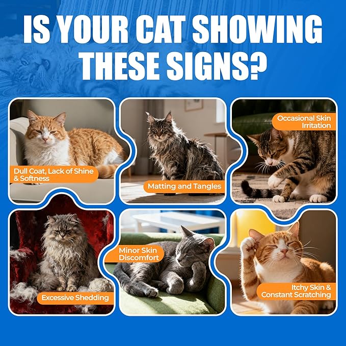 Just Try 300 Bites Skin and Coat Bites Omega 3 for Cats Salmon Oil - Supports Healthy Skin, cat Itchy Skin Relief - Health Supplements Vitamins for Indoor Cats - 6.35 oz