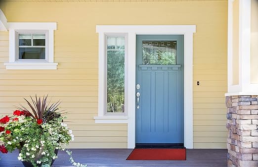 WaterHog Diamond | Commercial-Grade Entrance Mat with Rubber Border – Indoor/Outdoor, Quick Drying, Stain Resistant Door Mat (Solid Red, 3' x 6')