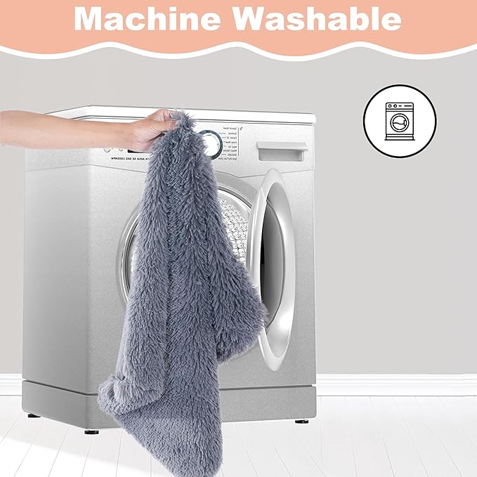 Bedfolks Waterproof Dog Crate Pad, Plush Dog Kennel Bed with Removable Cover, Faux Fur, Washable, 21"x13", Dark Grey