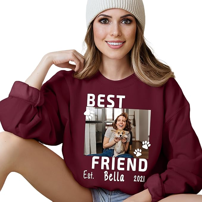 Custom Dog Mom Shirt for Women Pet Ears Sweatshirt with Name Unique Puppy Line Art Cute Dad Hoodie for DogDad Owner Lover