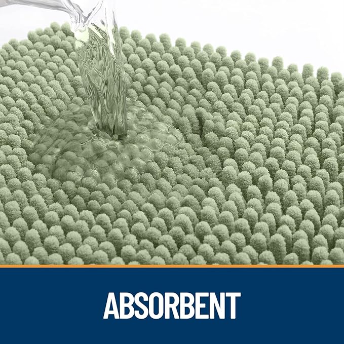 OLANLY Dog Door Mat Set 4-Piece 24x16, Absorbs Moisture and Dirt, Absorbent Non-Slip Washable Doormat, Quick Dry Chenille Mud Mat for Dogs, Entry Indoor Entryway Carpet for Inside Floor, Sage Green