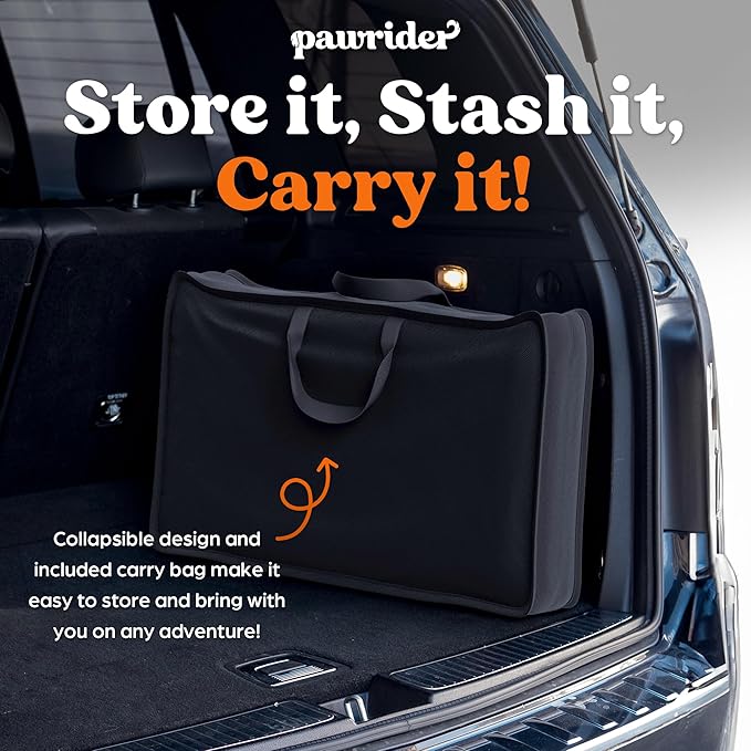 Back Seat Extender for Dogs Hard Bottom Foam - Sturdy Dog Hammock for Car Hard Bottom Car Seat Cover for Dogs with Hair Remover, Seatbelt, Carrying Bag - Dog Backseat Cover SUV, Car, Truck