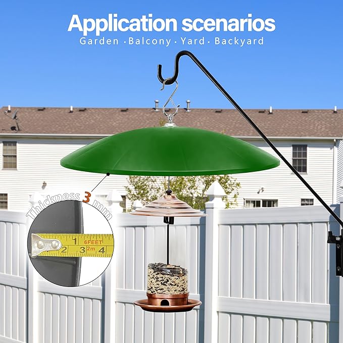 19" Extra Large Squirrel Baffle,Hummingbird Feeder Shade Dome Cover, Bird Feeder Rain Guard, Hanging Squirrel Proof for Shepherd's Hook Outdoors (Green) 2 Pack