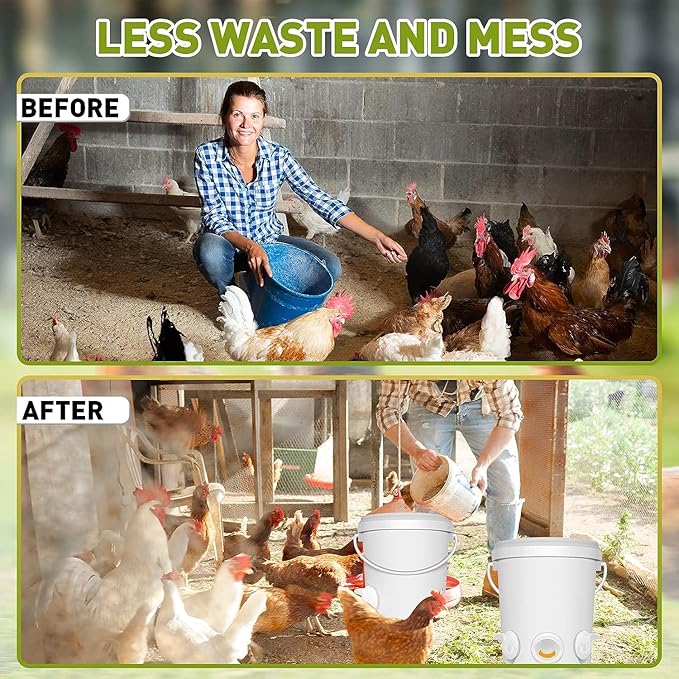 24 Pcs Chicken Feeder Kit and 24 Pcs Water Cup Kit, Gravity Poultry Waterer Cup and Poultry Feeder Port Set with Hole Saw and Sealing Tape, Chicken Feeder No Waste for Duck Bird Quail