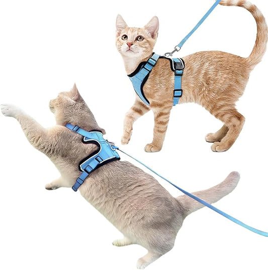 Luxelle 2 Pack Escape-Proof Cat Harness and Leash Set for Walking – Adjustable No Pull Soft Vest with Easy-Wear Buckle, Reflective Straps, Breathable Mesh – Outdoor Travel Harness for Cats & Kittens