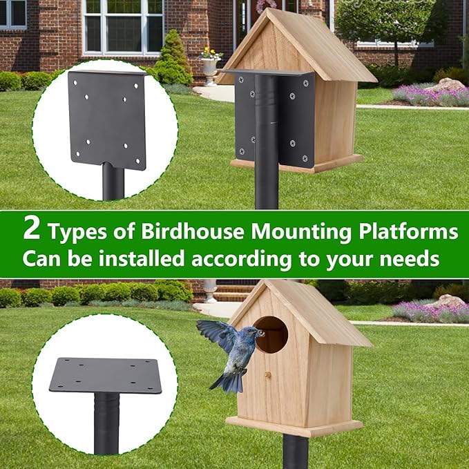 Bird Feeder Pole for Outdoors - 68in Adjustable Heavy-Duty Bluebird House Support Rod with Stable 5 Prong Base, Easy to Assemble Garden Nest Feeding Stand Post