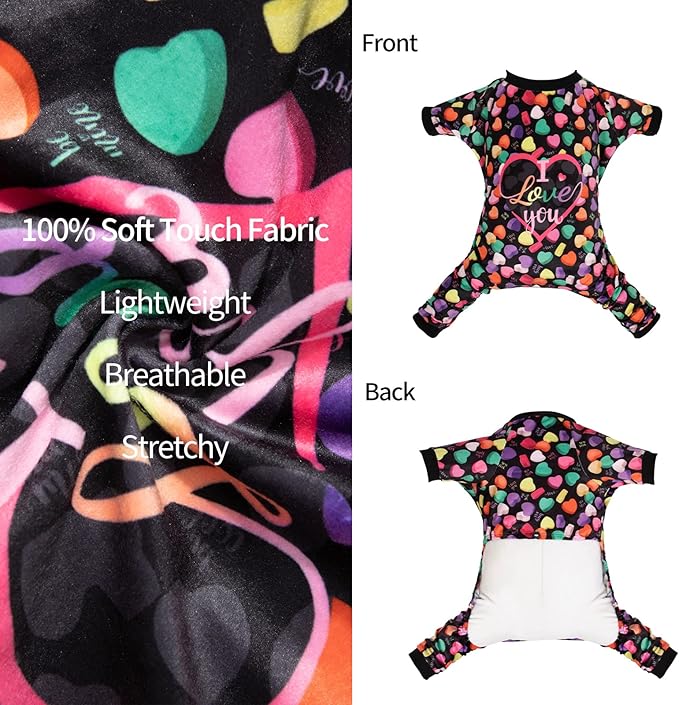 CuteBone Small Dogs Valentines Outfit Soft Puppy Onesies Pjs Dog Pajamas Pet Coat Cat Apparel Comfy Doggie Jumpsuit Bodysuit for All Seasons P272XL