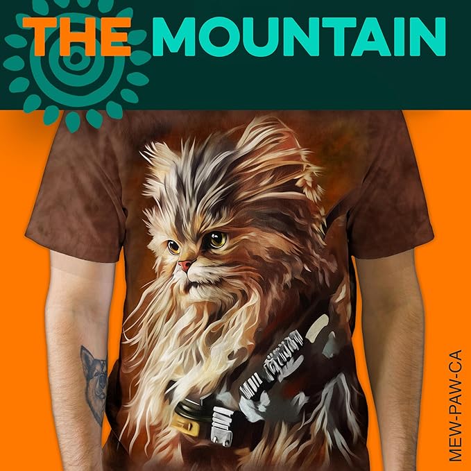 The Mountain Mew-Paw-Ca Cat T-Shirt | Funny Space Warrior Cat Tee | Cool Graphic Animal Shirt for Men & Women