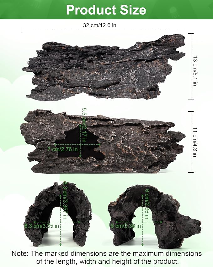 TRUVIC Fish Tank Decorations - Aquarium Large Cave Decor, Resin Hollow Tree Trunk Reptile Hide & Betta Log Hideout for 55 Gallon Tank, Fish Accessories Shelter Cave