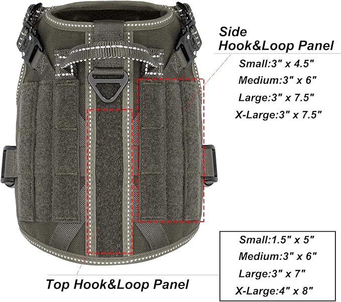 ICEFANG Tactical Dog Harness, Small Size,2X Metal Buckle,Working Dog MOLLE Vest with Handle,No Pulling Front Leash Clip,Hook and Loop Panel (Green,S (Pack of 1))