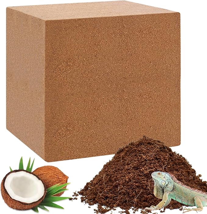 ZeeDix 10LB Coconut Fiber Substrate, 100% Organic Coconut Husk Coco Fiber Coir Brick Terrarium Bedding for Reptiles, Tortoise, Bearded Dragon, Leopard Gecko, Snake, Hermit Crabs, Frogs, Tarantula