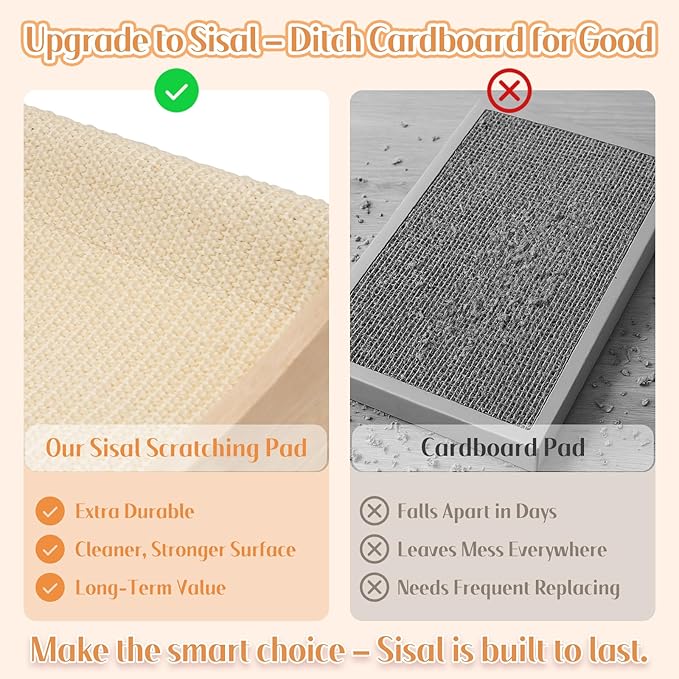 Sisal Cat Scratcher Bed – Solid Wood Cat Chair with Scratching Pad for Large Cats, Eco-Friendly Indoor Pet Furniture for Scratching and Lounging