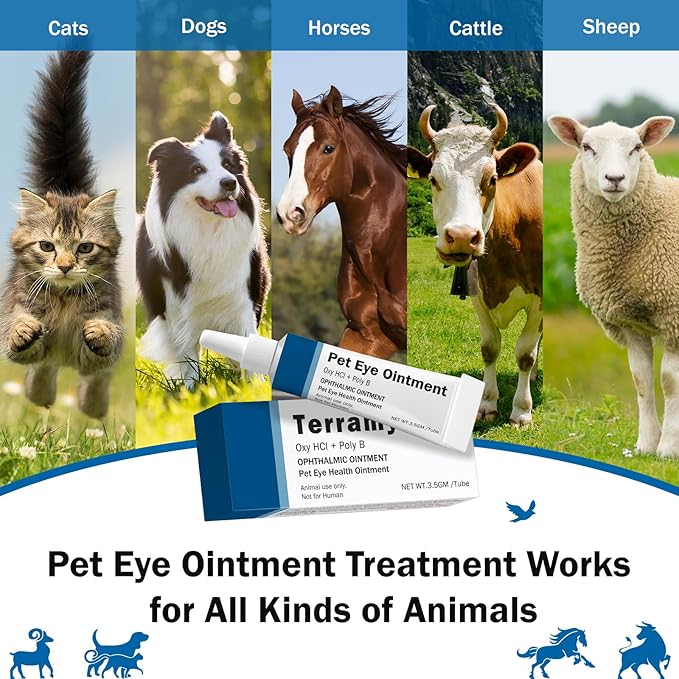 Pet Health Eye Ointment for Cats, Dogs, Cattle, Sheep, Horses, Birds and Puppies, Kitten - 1 Tube 3.5g(1/8oz)