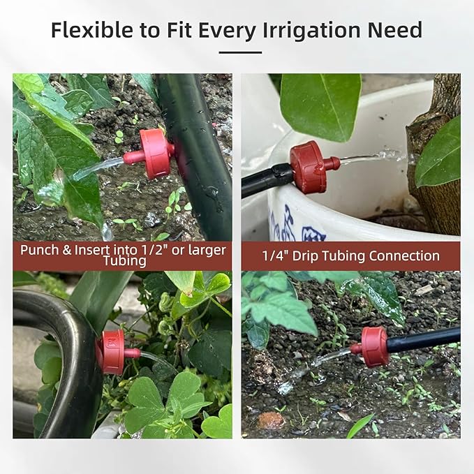 30PCS 2 GPH Pressure Compensating Drip Irrigation Spot Watering Drippers/Emitters, Self-Cleaning Constant Flow Drip Irrigation Emitters Heads Irrigation Drippers Parts for Drip Irrigation System