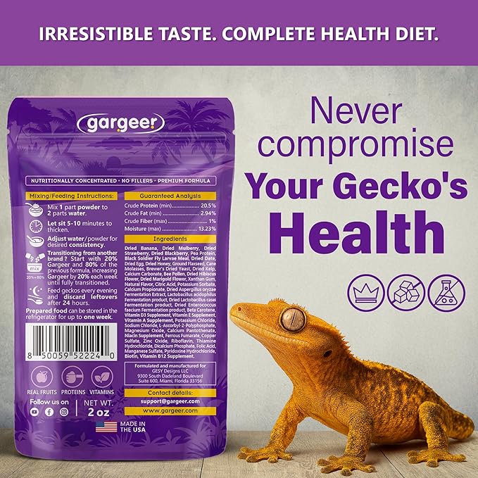 'Picky Geck' Wildberry Burst - Premium Crested Gecko Food | Antioxidant & Immune Support Formula | Real Fruit & Insect Protein | No Fillers - Only Premium Ingredients | 2oz | Made in USA.