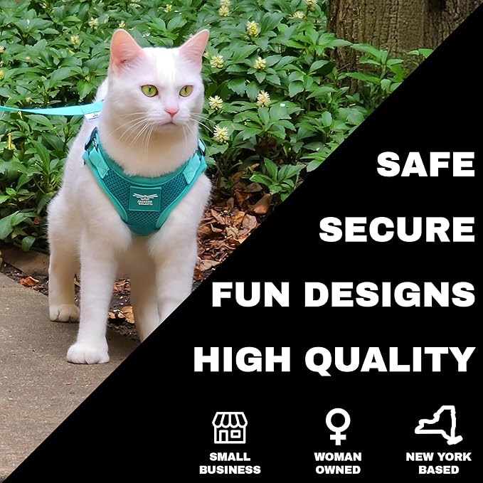 Travel Cat x Jackson Galaxy Harness and Leash Set - Adjustable Fit Mesh Cat Harness with Nylon Leash - Comfort, Escape Proof Harness for Cats, Kitten for Outdoor Walking, Hiking (Kittens Only)