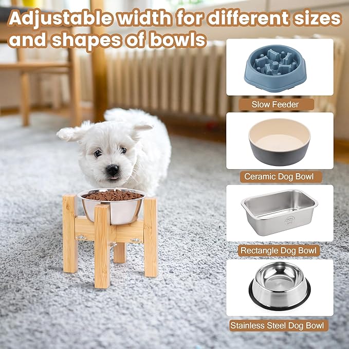 Elevated Dog Bowl Stand,Adjustable Dog Food Stand for 6”-8” Bowls,Single Dog Bowl Holder 7” Tall for Cats and Small Dogs