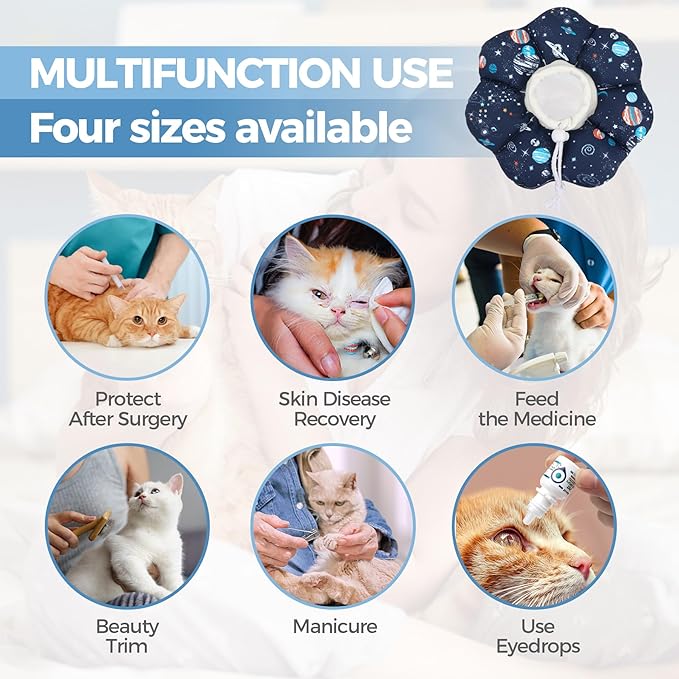 ComSaf Soft, Protective Adjustable Cat Cone Collar to Stop Licking After Surgery, Comfortable Lightweight Elizabethan Collar for Large Cat and Small Dog, Dog Recovery Collar Prevents Licking Wounds