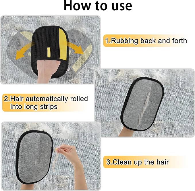 Pet Hair Remover Gloves, Advanced Static-Adhesive Pet Hair Removal Gloves, Reusable Cat Dog Hair Remover Mitt, Pet Grooming Glove for Shedding, 1PCS