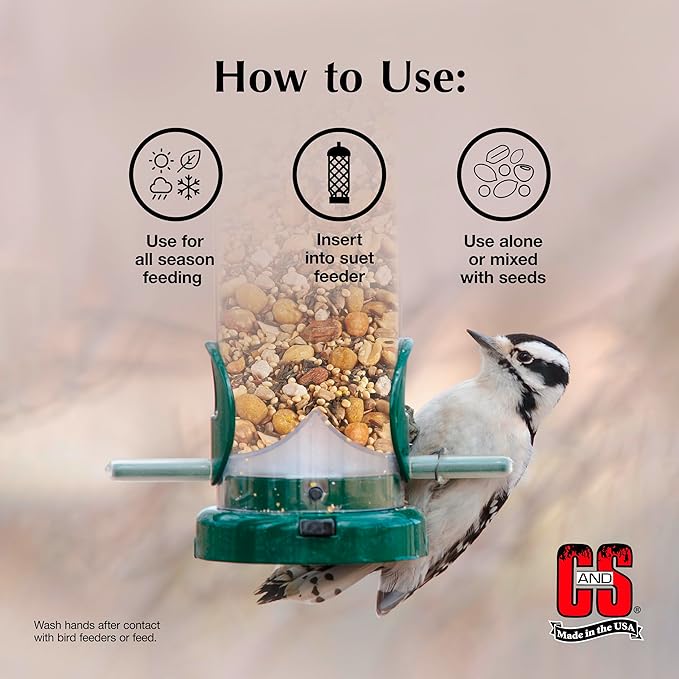 C&S Woodpecker Suet Nuggets, Outdoor Wild Bird Food for Woodpeckers, Flickers and More, 27 Ounces