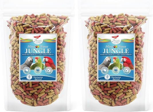 Scenic Mix Jungle Premium Parrot Food - Apple, Natural Flavors, High Protein, Low Iron Bird Pellets for Large Parrots, Macaw Food, Cockatoo & African Grey Parrots, Omega 3, Vitamins, 2lb (Pack of 2)