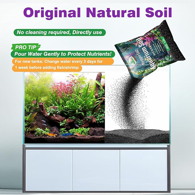 Upgraded Aquarium Soil Water Grass Mud, Ideal for Fish Tank Aquascaping Aquarium Substrate Soil for Plants and Shrimps, No Need to Wash (17.6 Pounds)
