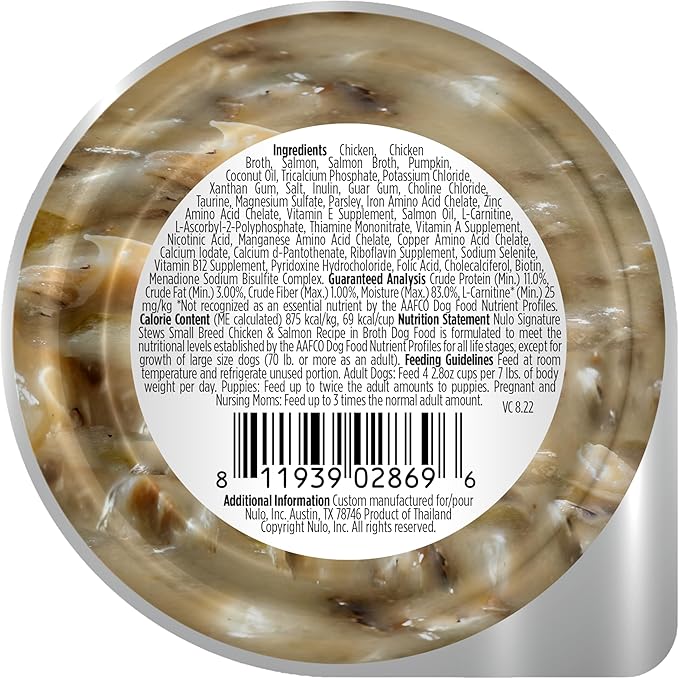 Nulo Small Breed Dog Signature Stew Chicken & Salmon in Broth, 24 x 2.8 oz Cup