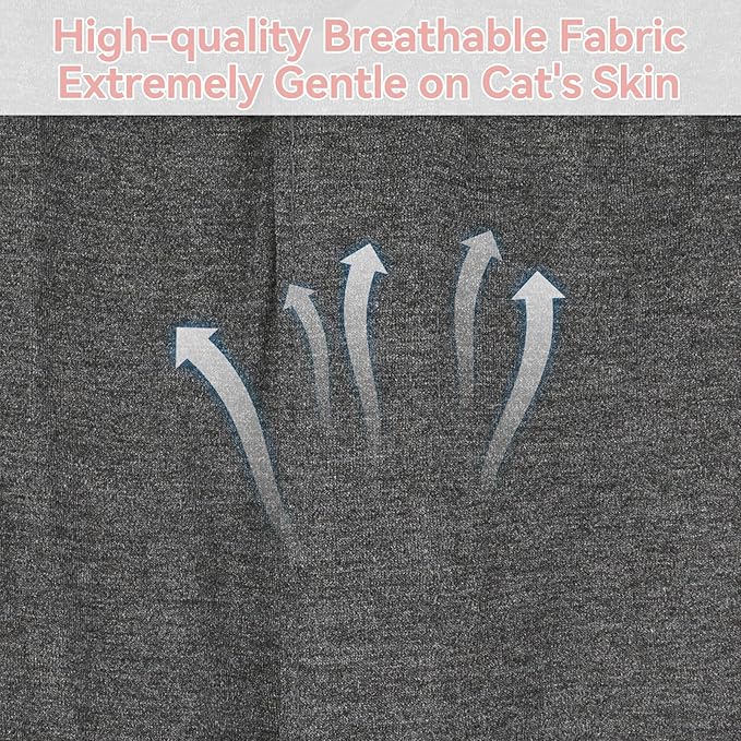 2 PCS Cat Recovery Suit for Spay Abdominal Wounds Female, Cat Onesie for Cats After Surgery, Pet Surgery Recovery Suit Kitten Onesie for Cats Anti Licking (Grey (2PCS), Medium)