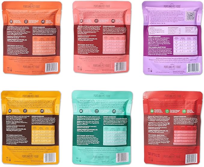 Portland Pet Food Company Fresh Dog Food Pouches - Human-Grade Topper Mix-Ins & Wet Pet Meals - Small & Large Breed Puppy & Senior Dogs - Gluten-Free Meal Toppers, Made in The USA - 12 Pack Variety