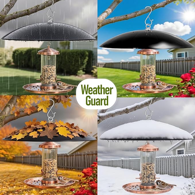 Bird Feeder Dome Guard,Squirrel Baffle for Hanging Feeder,16-Inch Squirrel Cover for Shepherd's Hook in The Outdoors (Black), 2 Pack