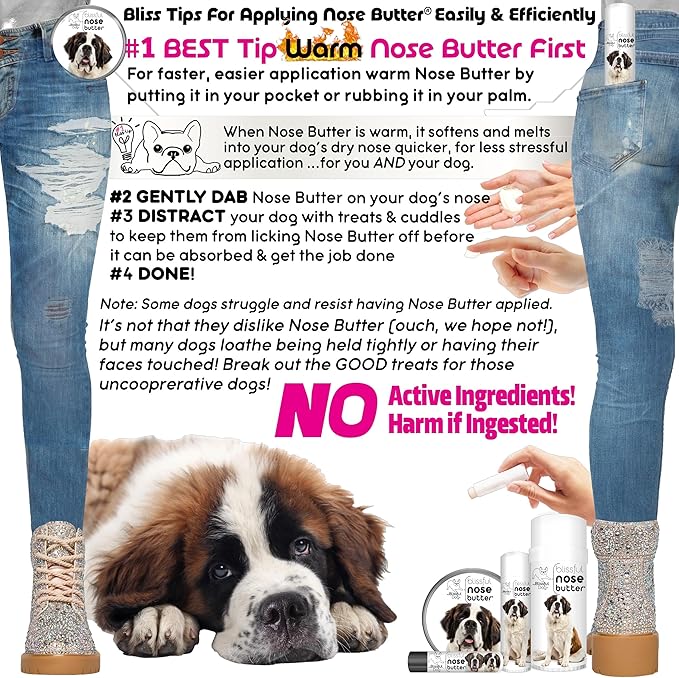 The Blissful Dog St. Bernard Nose Butter, Versatile Dog Nose Balm for Dry Nose, Handcrafted Nose Moisturizer, Easy-to-Apply Dog Essentials, Unscented, 1 oz.