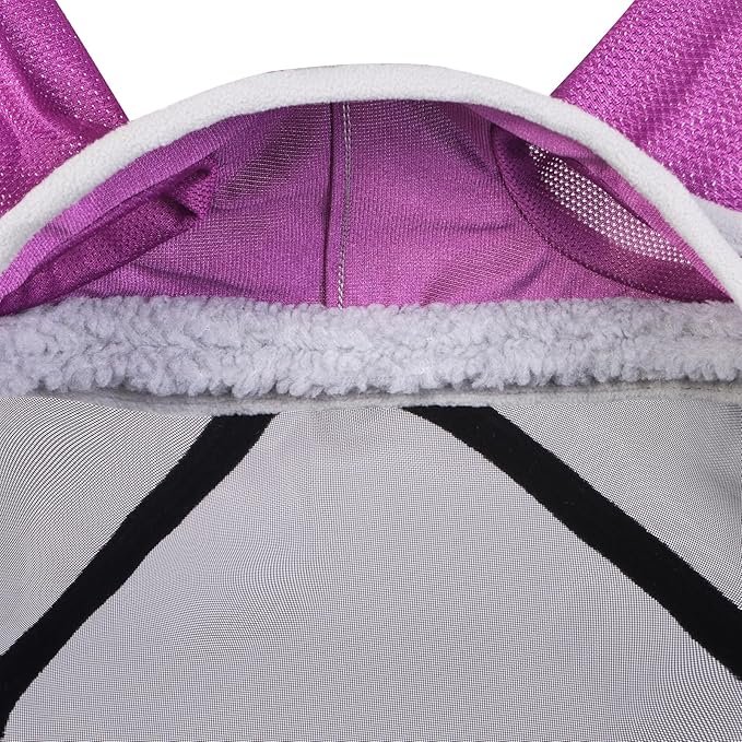 Harrison Howard CareMaster Pro Luminous Horse Fly Mask Large Eye Space Standard with Ears UV Protection for Horse Dark Magenta Medium Cob