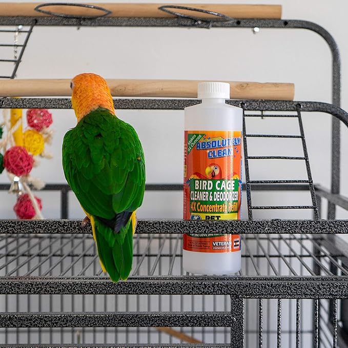 Absolutely Clean Amazing Bird Cage Cleaner and Deodorizer - Just Spray/Wipe - Safely & Easily Removes Bird Messes Quickly and Easily - USA Made - Fragrance Free (4X Concentrate - 16oz Makes 64oz)