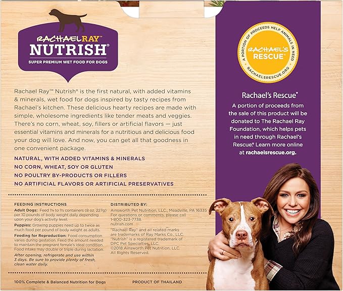 Nutrish Rachael Ray Wet Dog Food Variety Pack Hearty Recipes, 6-8 oz. Tubs, 2 Count