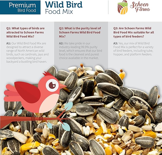 Gourmet Wild Bird Food Mix (10 LBS) Blend for Cardinals, Chickadees, Nuthatches, Woodpeckers and Songbirds