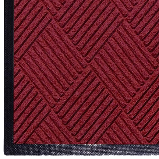 M+A Matting WaterHog Diamond | Commercial-Grade Entrance Mat with Rubber Border – Indoor/Outdoor, Quick Drying, Stain Resistant Door Mat (Red/Black, 4' x 8')