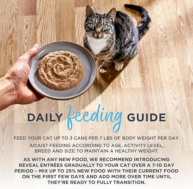 Reveal Entrées Natural Wet Cat Food Paté, Grain-Free with Added Vitamins & Minerals, Carrageenan-Free Variety Selection in Pate (20 x 2.47 oz cans)