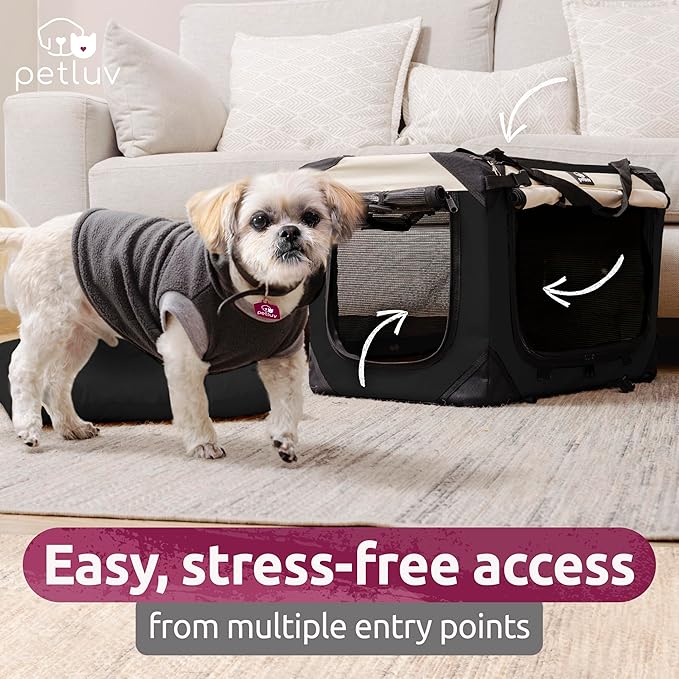 Soft-Sided Cat & Dog Pet Carrier, Large 24"x16"x16", Fits Large Cat, 2 Cats, or Medium Dog Comfortably, Great for Travel & Vet Visits, Privacy Windows, Removable Bed, Locking Zippers, Folds Flat