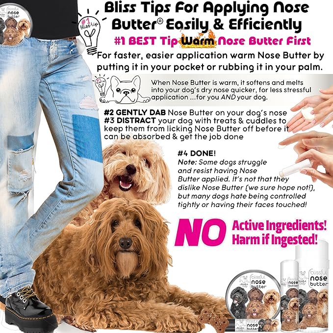 The Blissful Dog Labradoodle Nose Butter for Dry, Cracked Skin, Lick-Safe Dog Nose Balm with Moisturizing Shea Butter, Almond, Olive, and Essential Oils, Pet Supplies, Uncented, 1 oz.