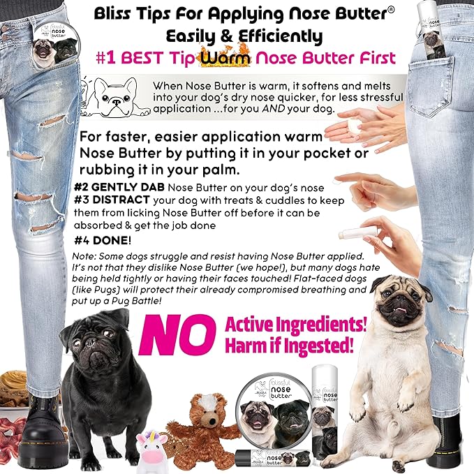 The Blissful Dog Black Pug Unscented Nose Butter, 2-Ounce